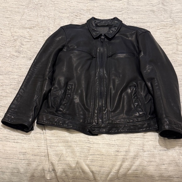All Saints Men’s Black Leather Jacket - Picture 1 of 9